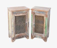 WOODEN IRON JALI BED SIDE 025