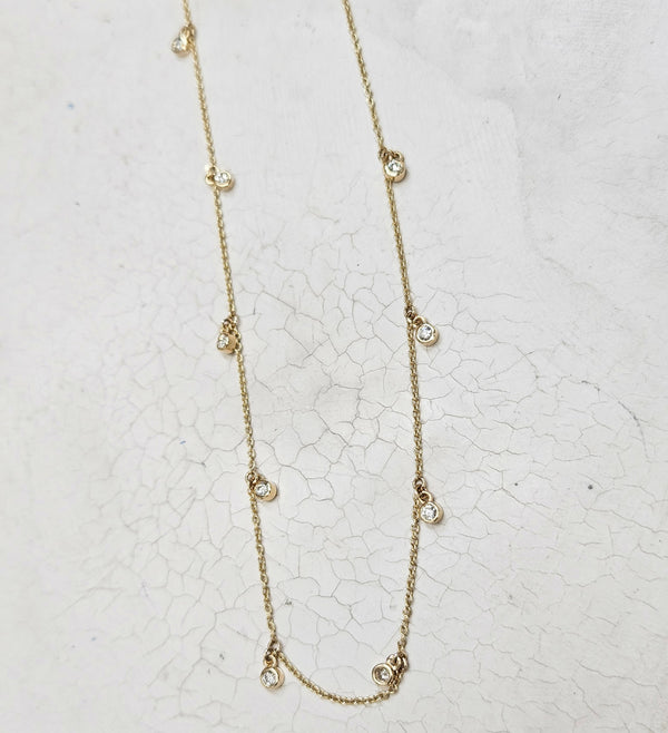 14KY Chain with Dia .36ct tw Dangle Necklace