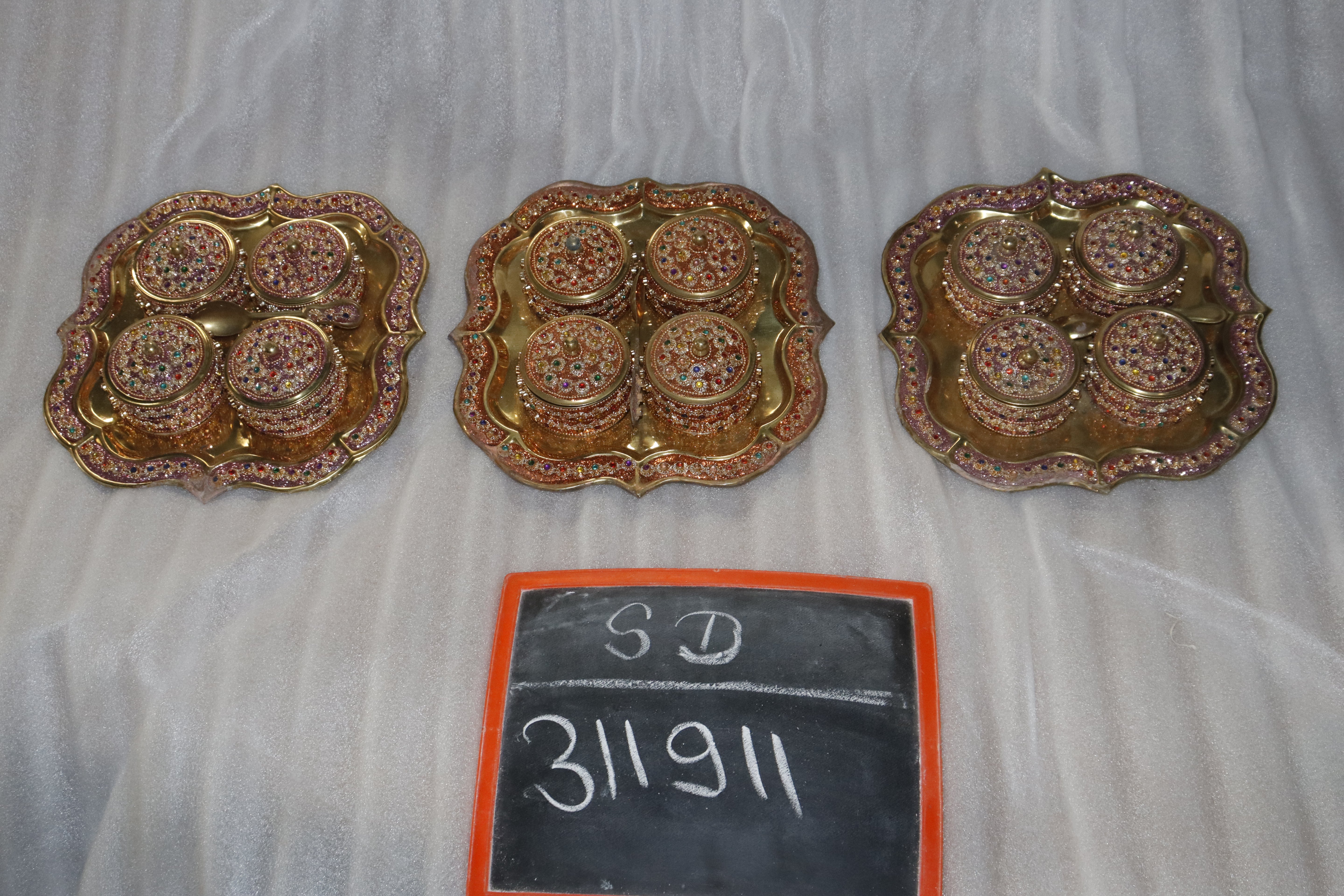 BRASS SPICE BOX WITH TRAY 413