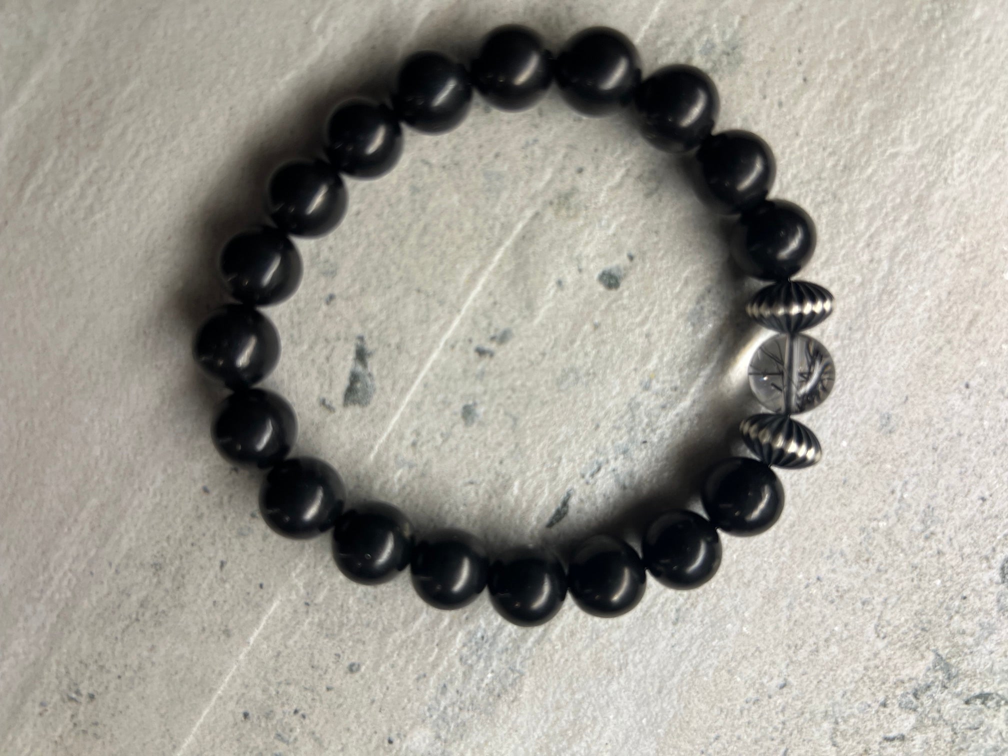 .925 Shunguite Rutilated Quartz Bracelet