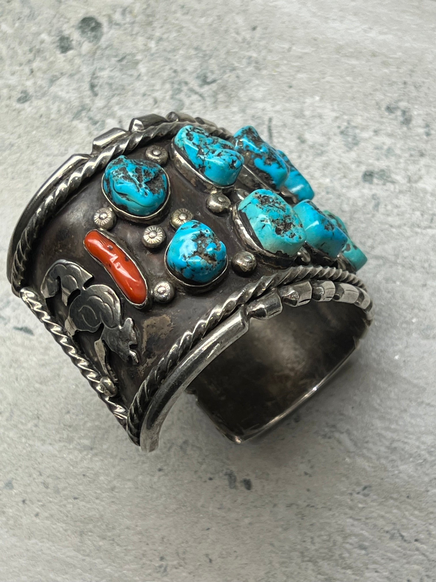 .925 Navajo Turquoise Nugget Cuff Bracelet