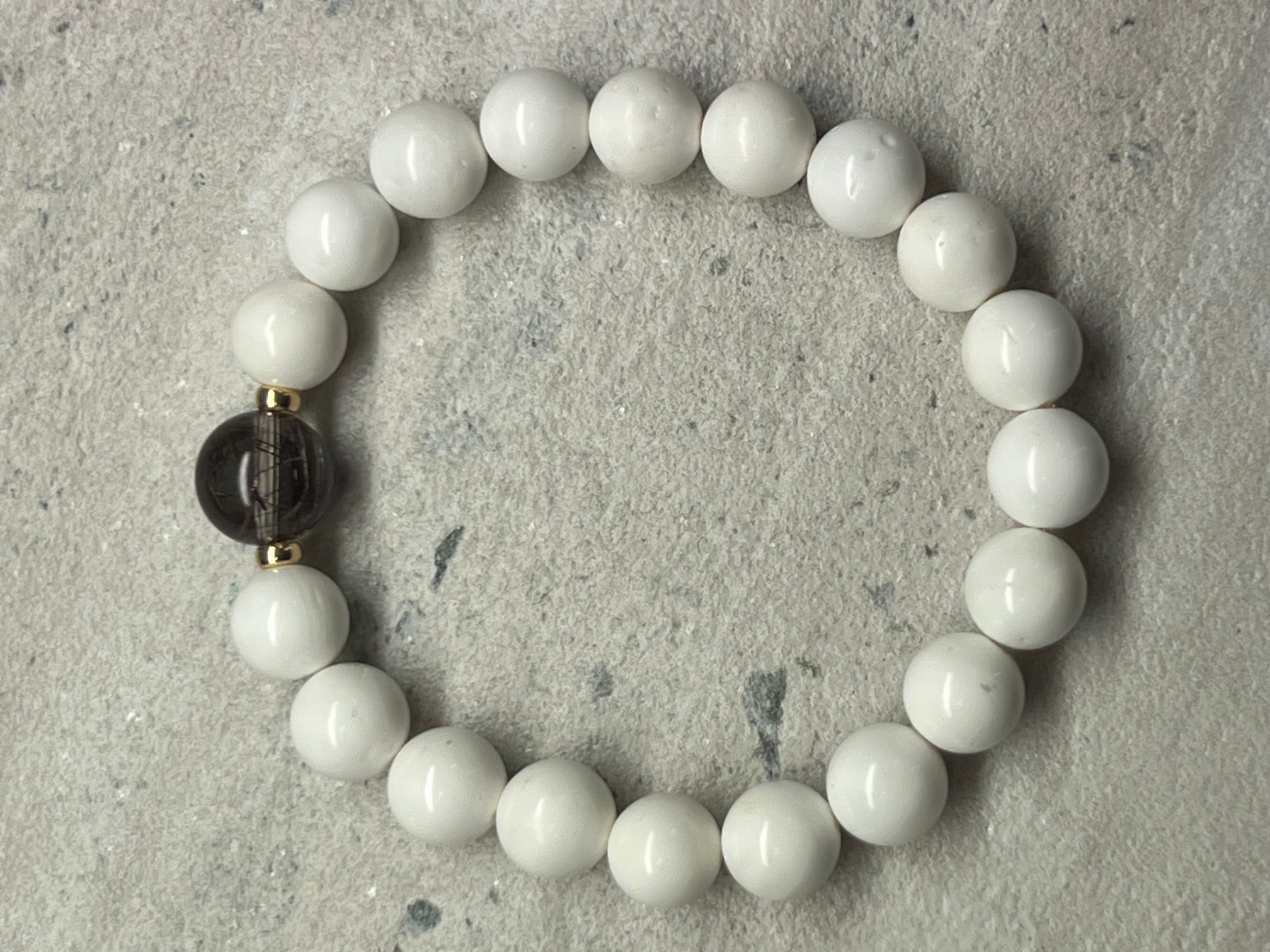 18 Kt White agate Rutilated Quarz Bracelet