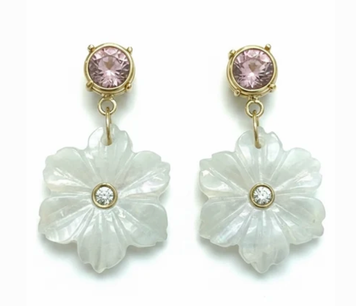 Moonstone dia pink tourmaline Jen Proudman earrings