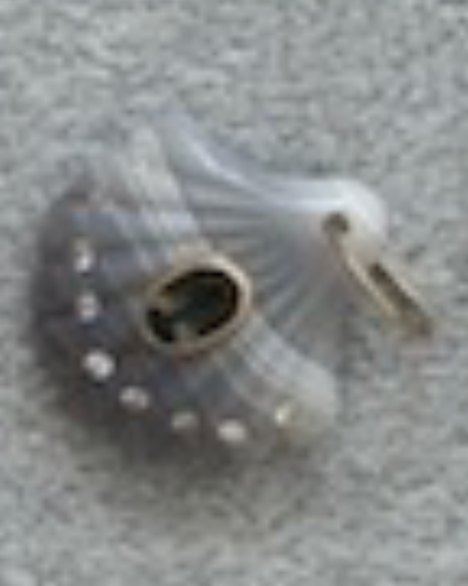 Jen Proudman Large Laguna Agate Shell pendant grey Spinel Dia
