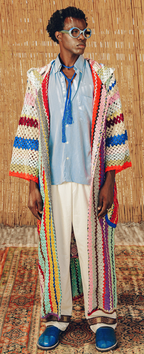 Atlas Thread Hooded Crochet Trench Coat Bloom 139