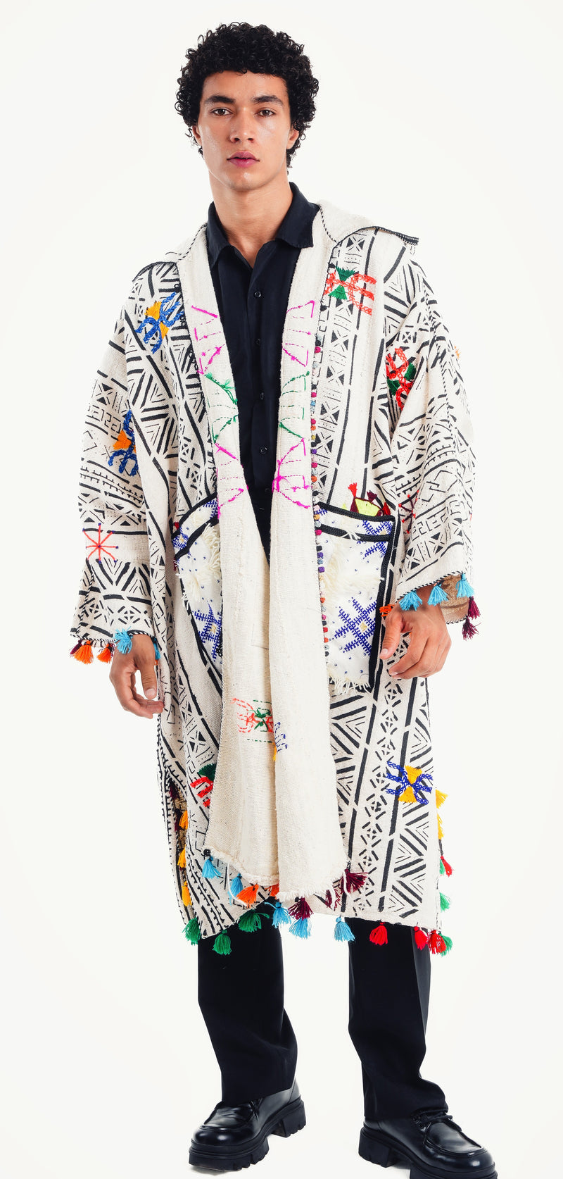 Eclipse Hooded Mud Cloth Desert Duster 13