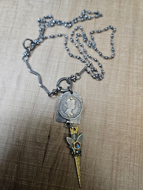 Coin Fly Pendant Necklace