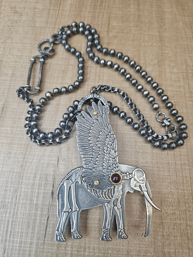 Winged Elephant Pendant Necklace