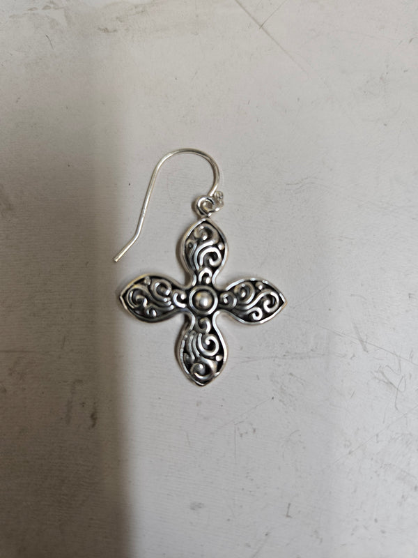 Cross Dangle Earrings, .925