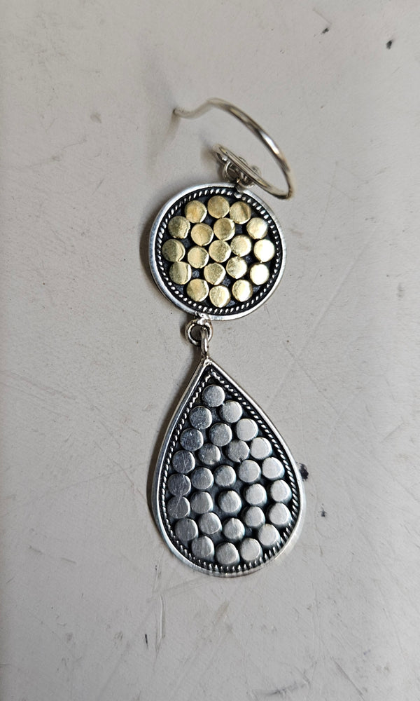 Dots Dangly Drop Bali Earrings, .925