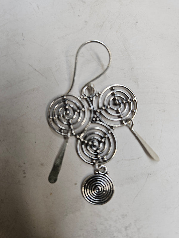 Spirals Silver Earrings, Bali Earrings, .925