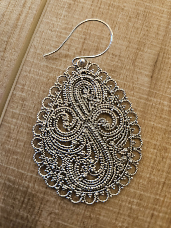 Filigree Teardrop Earrings, .925