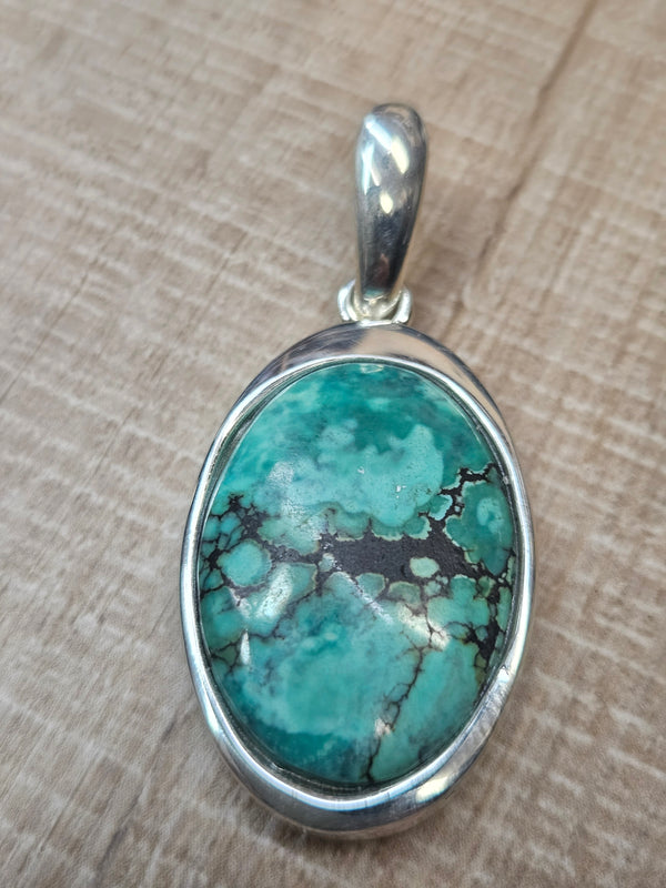 Turquoise Oval Pendant, .925