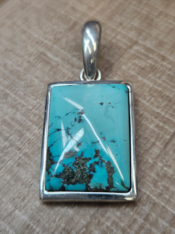 Turquoise Square Pendant, .925