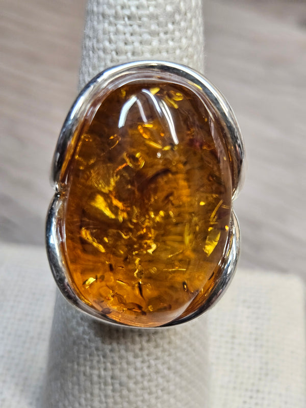 Lg Amber FF Ring .925