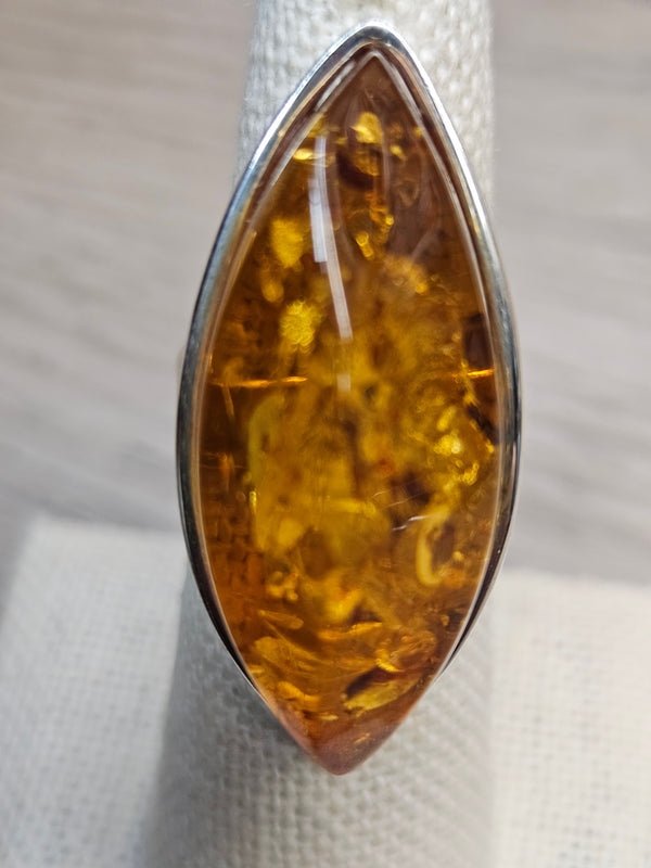 Marquise Amber Ring .925