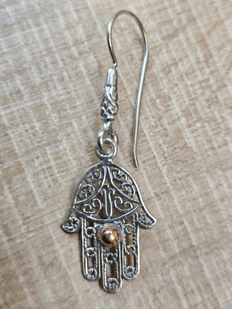 Hamsa Hand Earrings, .925