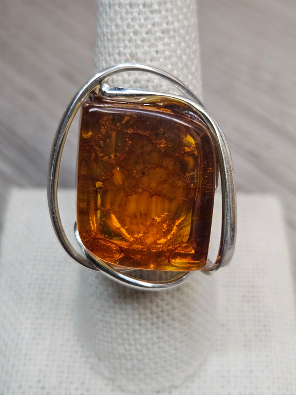 Congac Amber Ring .925