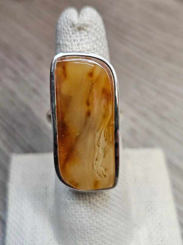 Rec Butterscotch Amber Ring .925