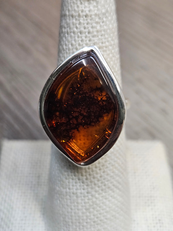 Flame Congac Amber Ring .925