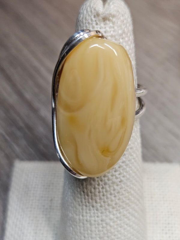 Lg Butterscotch Amber Ring .925