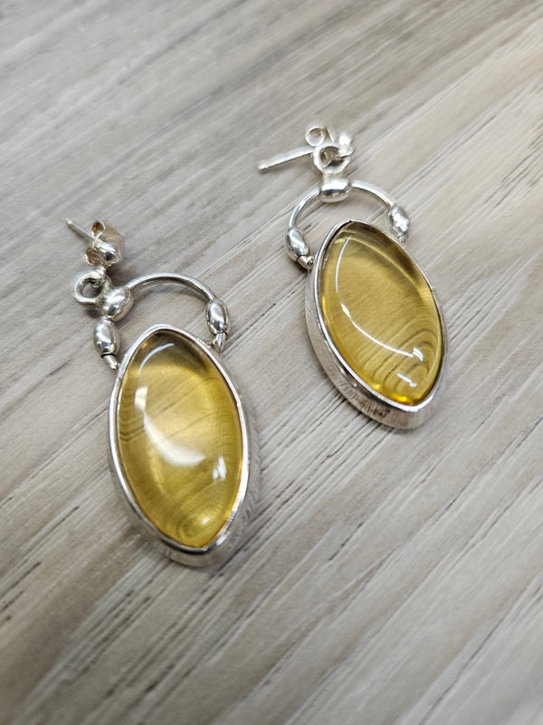 Oval Amber Earrings