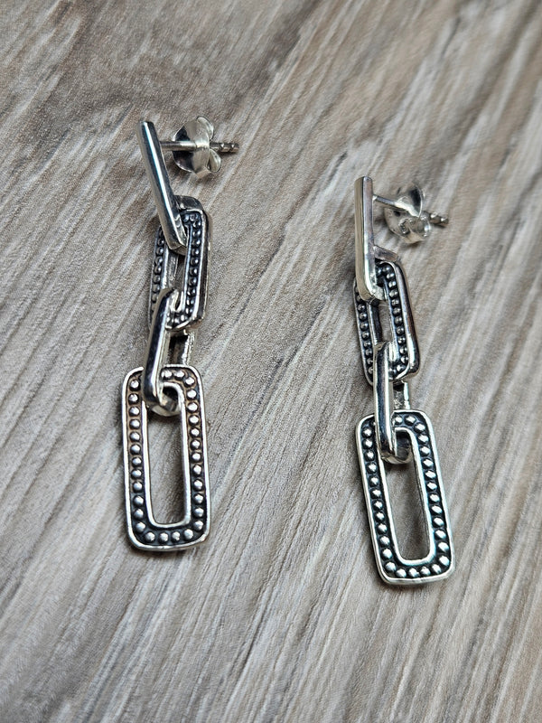 Rectangle Chain Link Earrings .925