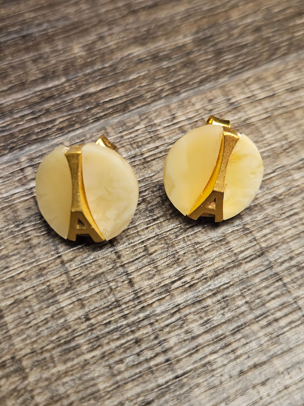 Eiffle, white amber earrings, .925 gold coated