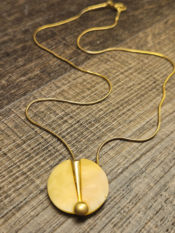 Kandinsky, white amber necklace, .925 gold coated