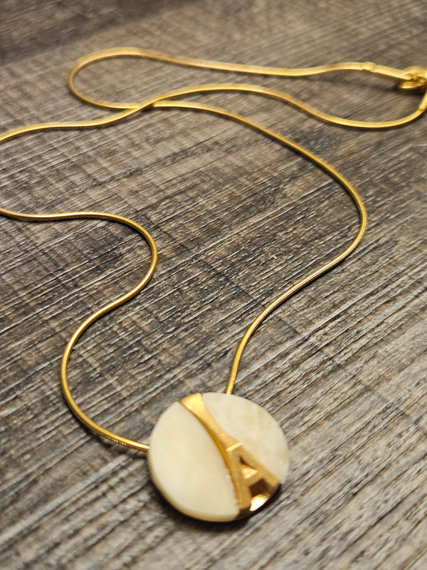 Eiffle, white amber necklace, .925 gold coated