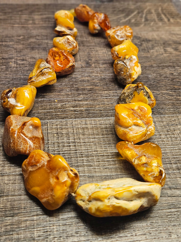 Beads, white amber necklace