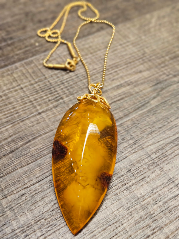 Brazil, amber necklace, .925 gold coated