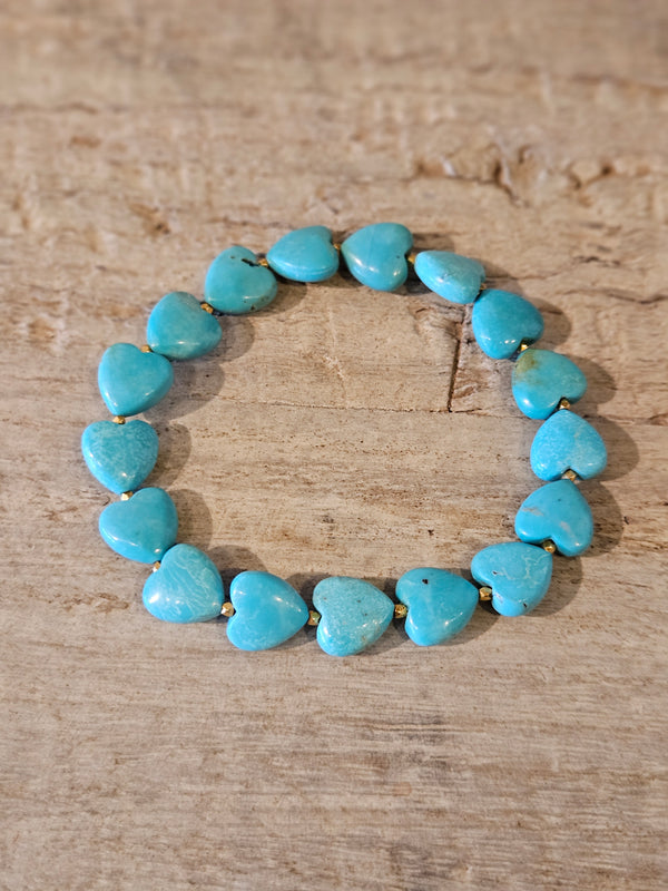 18kt Turquoise Hearts bracelet 8"