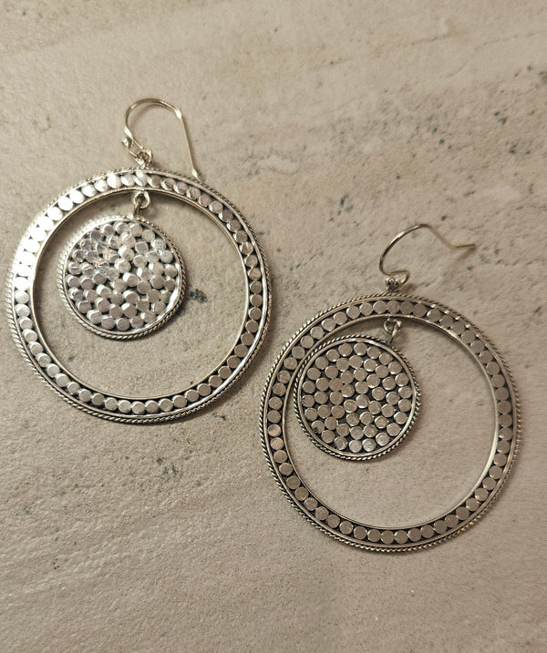 Dangle Circle Dot Earrings .925 430