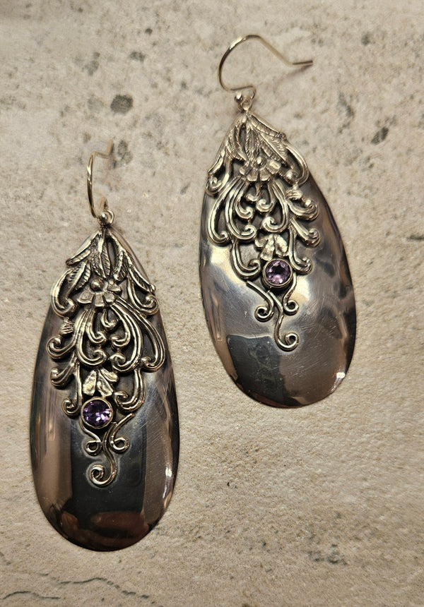 Amethyst flower Drop Earrings 434