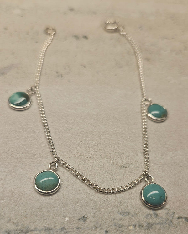 Turquoise Drop Chain Bracelet .925 530