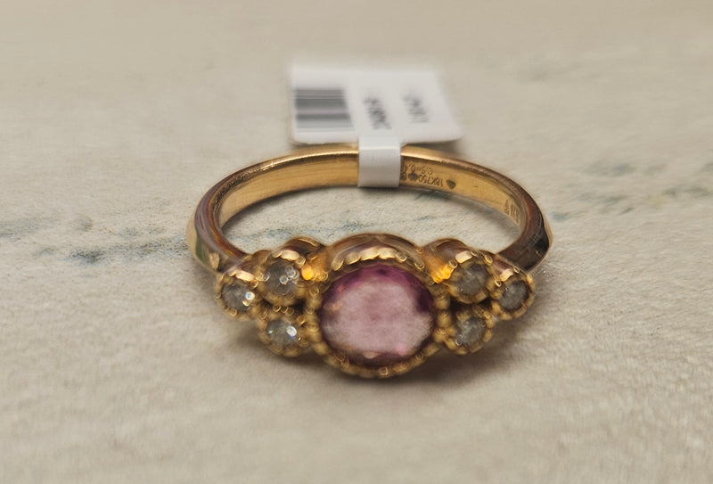 Pink Sapphire & Diamond Ring18Kt Gold  532