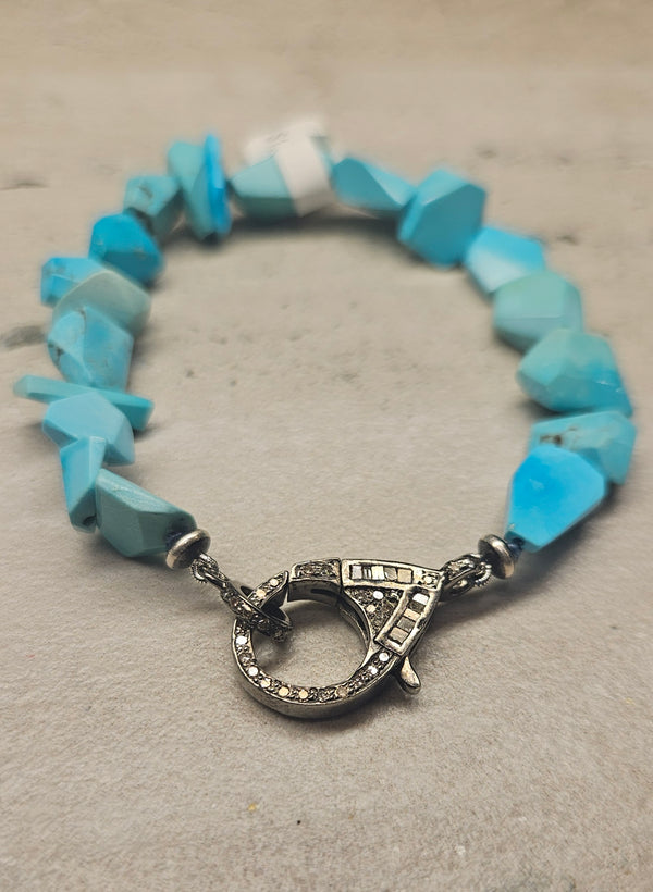 Sleeping Beauty Turquoise /Diamond Bracelet 562