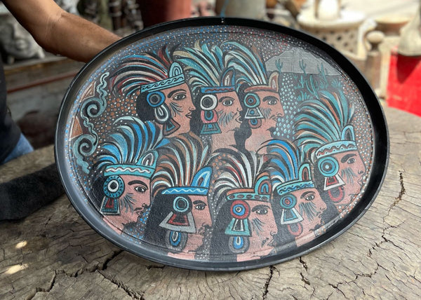 Painted Oval Warrior Tray