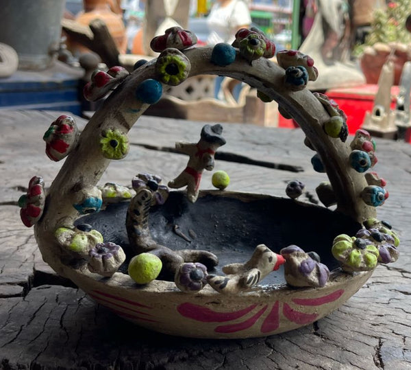 Clay Basket w/ Ornate Handle