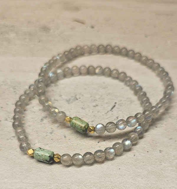 18kt Labradorite, Turquoise Bracelet 721