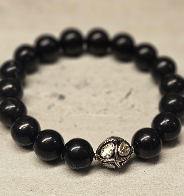 .925 Shunguite, Diamond Bracelet, .925 735