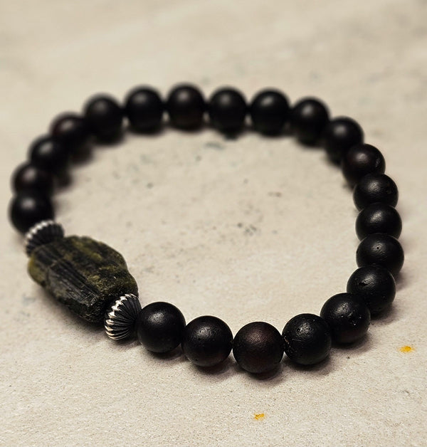 Green Garnet, Black Amber Bracelet 768