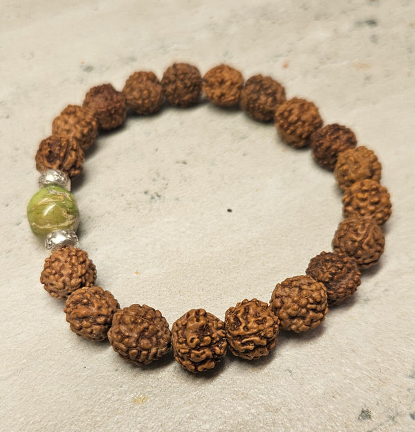 .925 Green Turquoise, Rudraksha Bracelet 780
