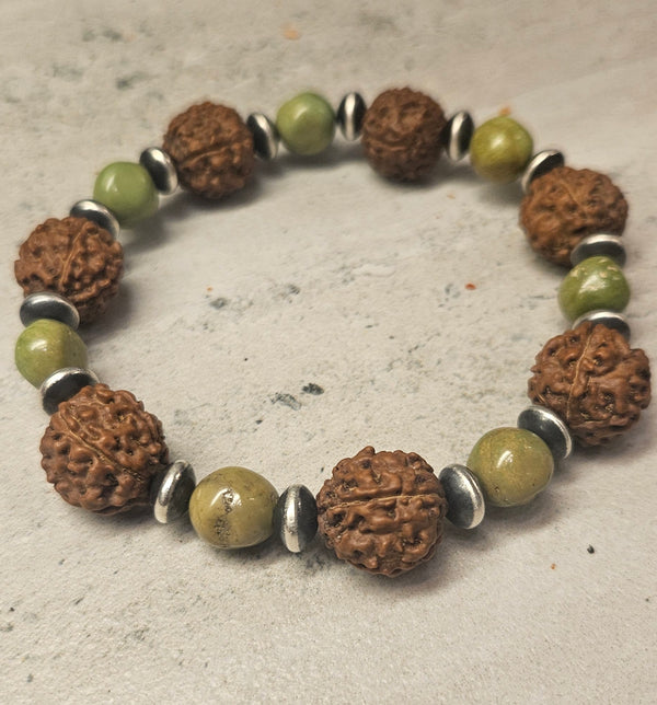 .925 Green Turquoise, Rudraksha Bracelet 785
