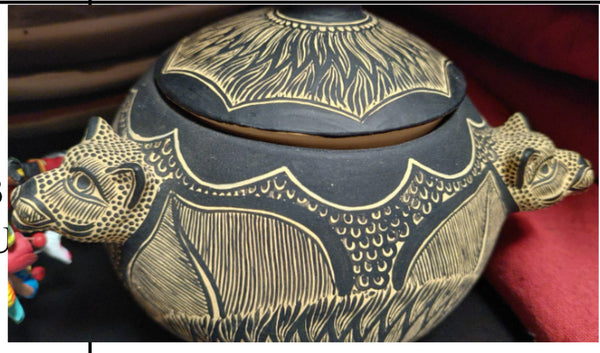 Lidded Sugar Bowl Yellow/Blk Jaguar 811