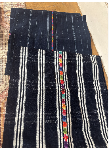 Navy/Wht Strip w/ Floral row Pillow 860