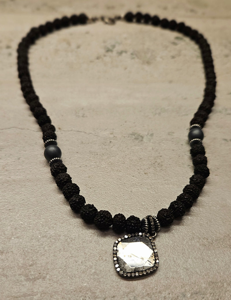 Diamond Pendant /Rudraksha Necklace .925 891