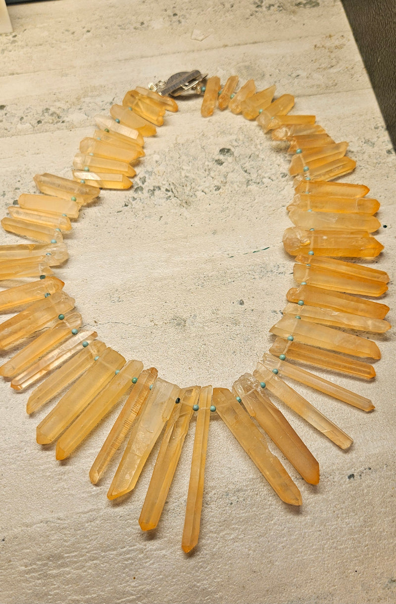 Pink Quartz Turquoise Necklace 898