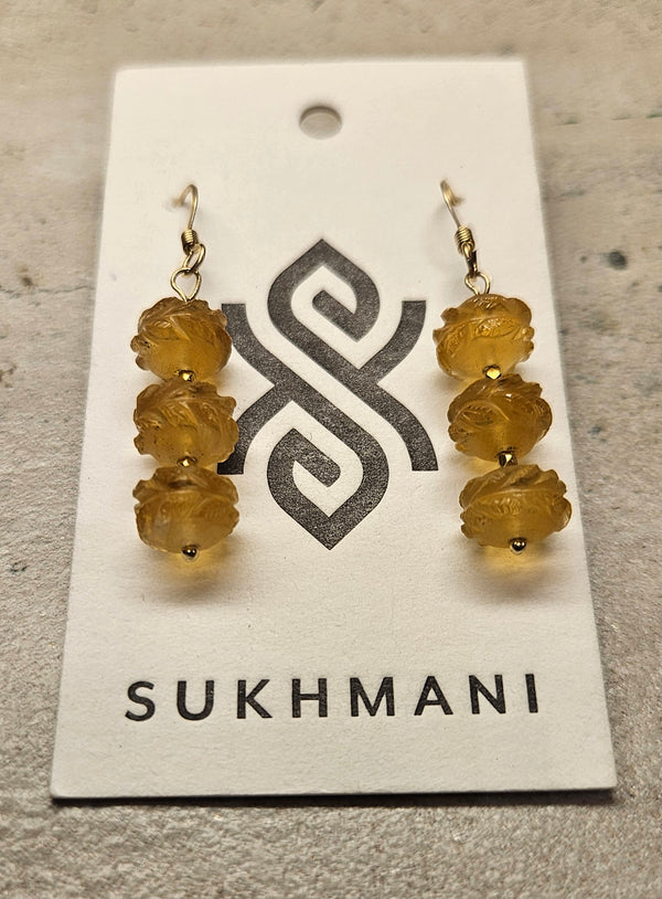 14/18kt Carved Citrine Earrings 206